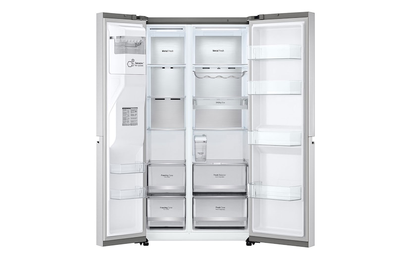 LG Lodówko-zamrażarka Side by side LG | srebrna | DoorCooling+™ | Total No Frost | ThinQ | 635L | klasa C | GSLV91MBAC, GSLV91MBAC