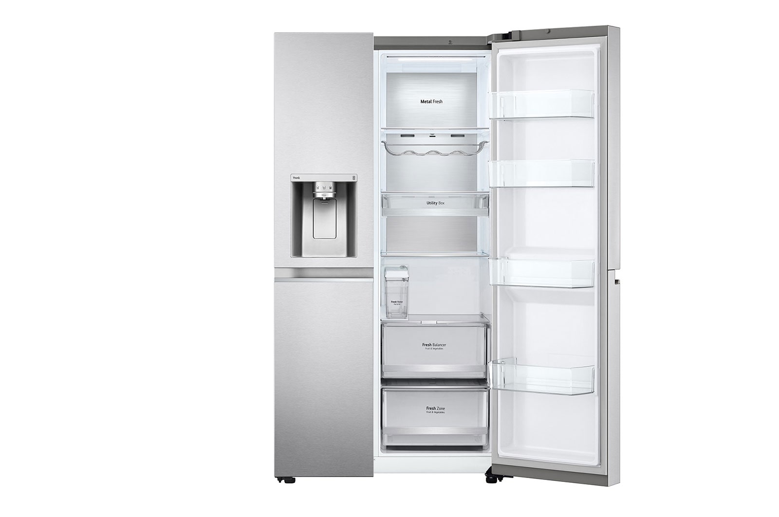 LG Lodówko-zamrażarka Side by side LG | srebrna | DoorCooling+™ | Total No Frost | ThinQ | 635L | klasa C | GSLV91MBAC, GSLV91MBAC