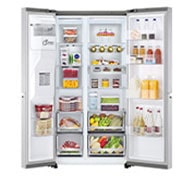 LG Lodówko-zamrażarka Side by side LG | srebrna | DoorCooling+™ | Total No Frost | ThinQ | 635L | klasa C | GSLV91MBAC, GSLV91MBAC