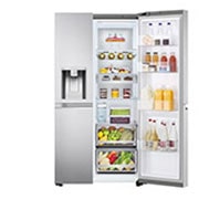 LG Lodówko-zamrażarka Side by side LG | srebrna | DoorCooling+™ | Total No Frost | ThinQ | 635L | klasa C | GSLV91MBAC, GSLV91MBAC