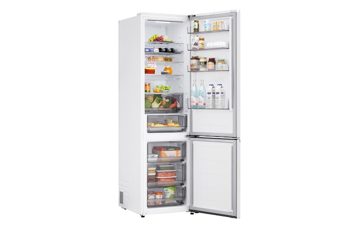 LG bottom freezer (gbbs726cpy) front side view showing exterior design