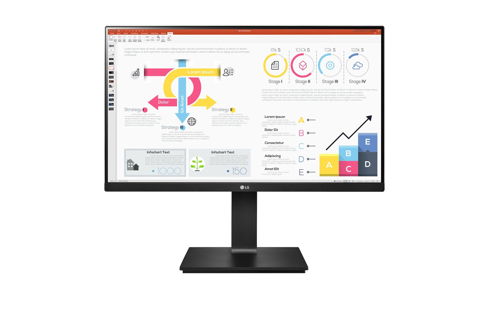 Monitor LG 23.8&#34; QHD IPS z funkcją łączenia szeregowego oraz USB Type-C™ 24QP750-B 24QP750-B - widok z przodu