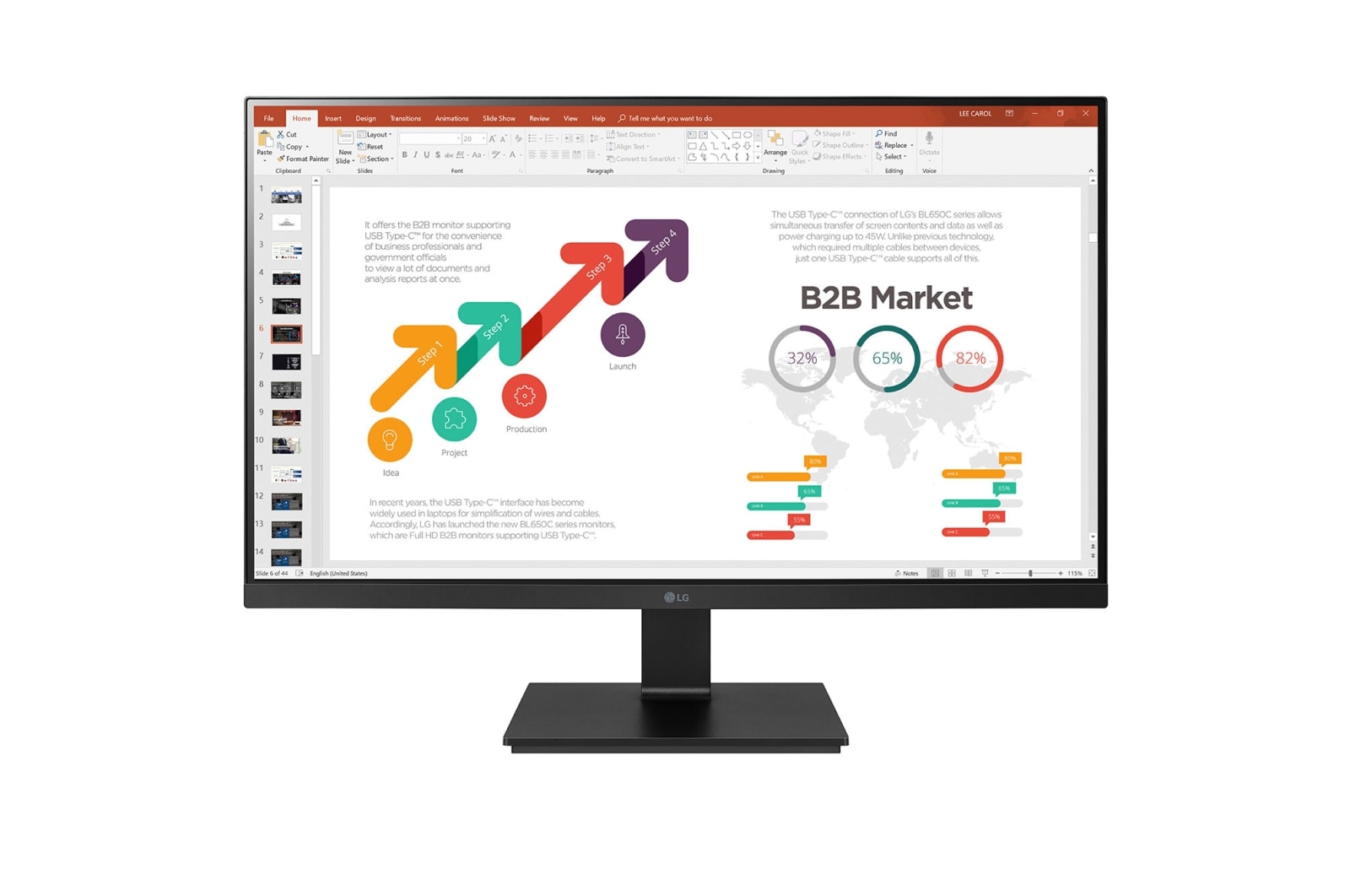 Monitor LG 27” LG LED Full HD IPS 27BL650C-B 27BL650C-B - widok z przodu