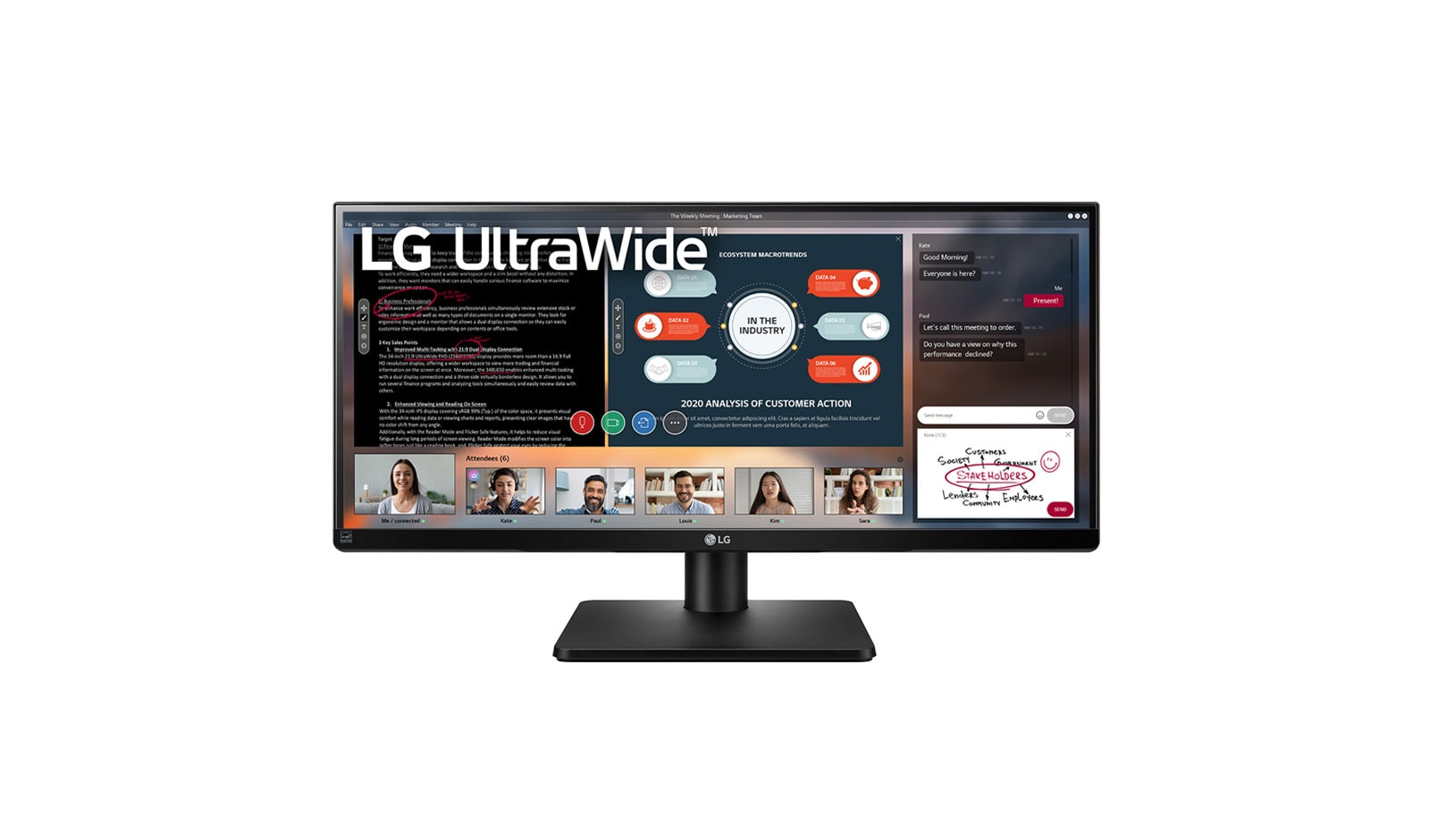 Monitor LG 29” UltraWide™ IPS 29UB67 29UB67-B - widok z przodu