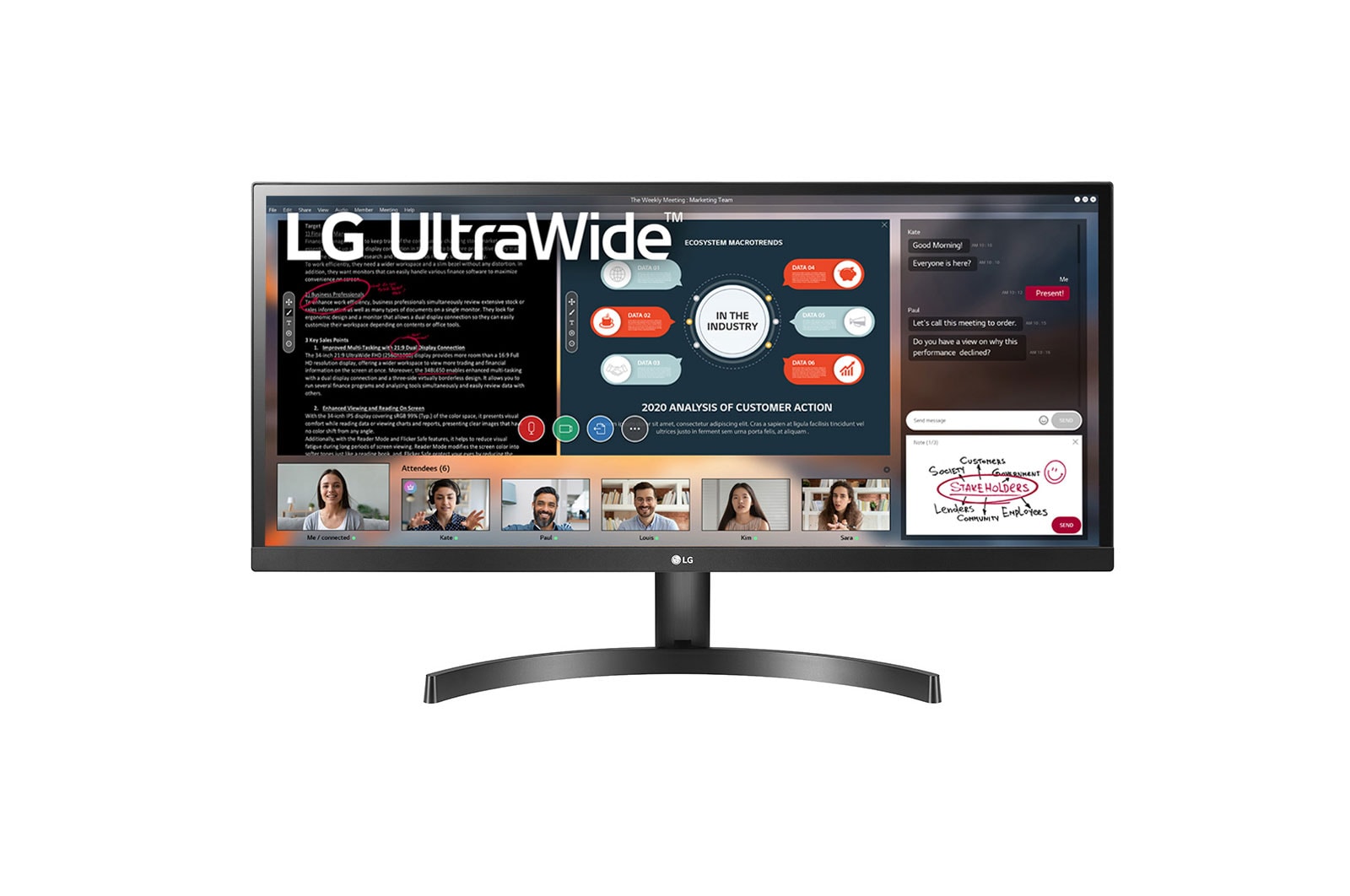 Monitor LG 29” UltraWide™ IPS Full HD 29WK500 29WK500-P - widok z przodu