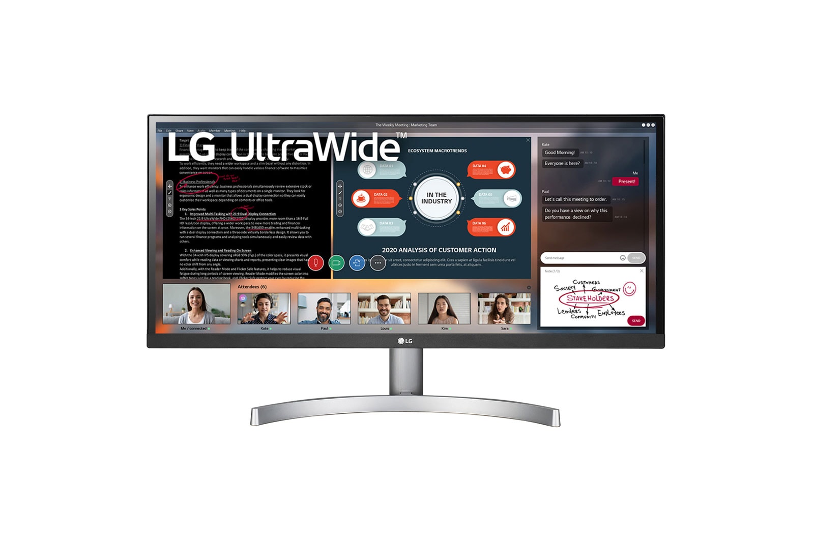 Monitor LG 29” UltraWide™ IPS HDR 29WK600 29WK600-W - widok z przodu