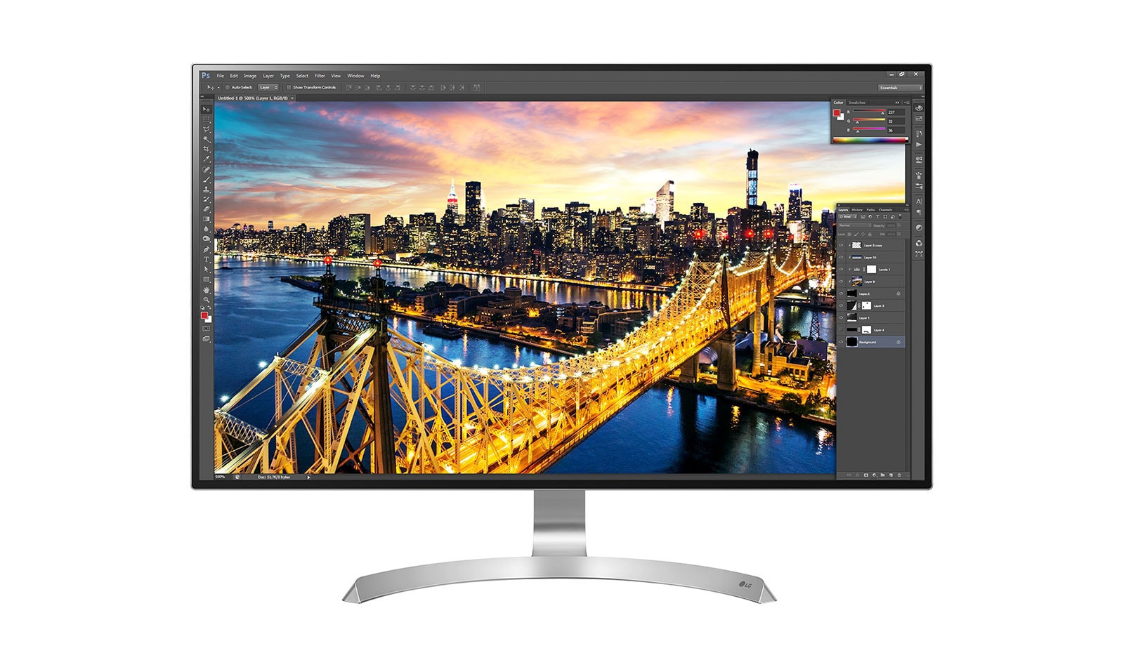 31.5&#34; UHD 4K 4-Side Borderless Monitor 32UD89-W - widok z przodu