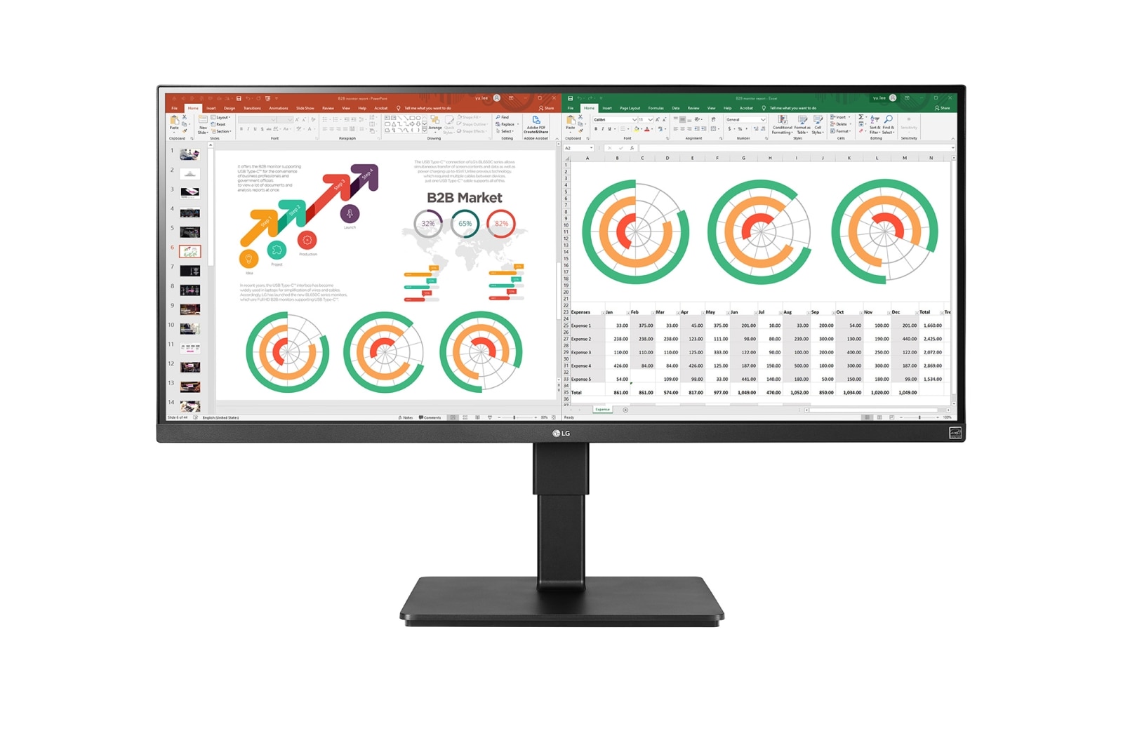 Monitor LG 34” UltraWide™ QHD IPS z HDR10 34BN770-B 34BN770-B - widok z przodu