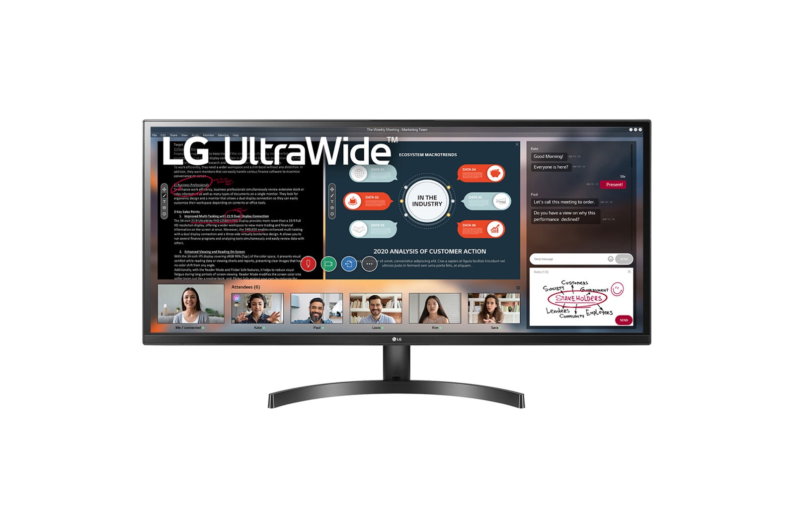 Monitor LG 34” UltraWide™ IPS Full HD 34WK500 34WK500-P - widok z przodu