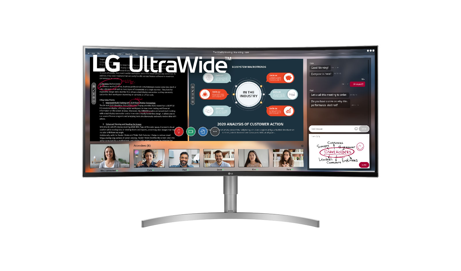 Monitor LG 37,5” UltraWide™ IPS HDR 10 38WK95C 38WK95C-W - widok z przodu