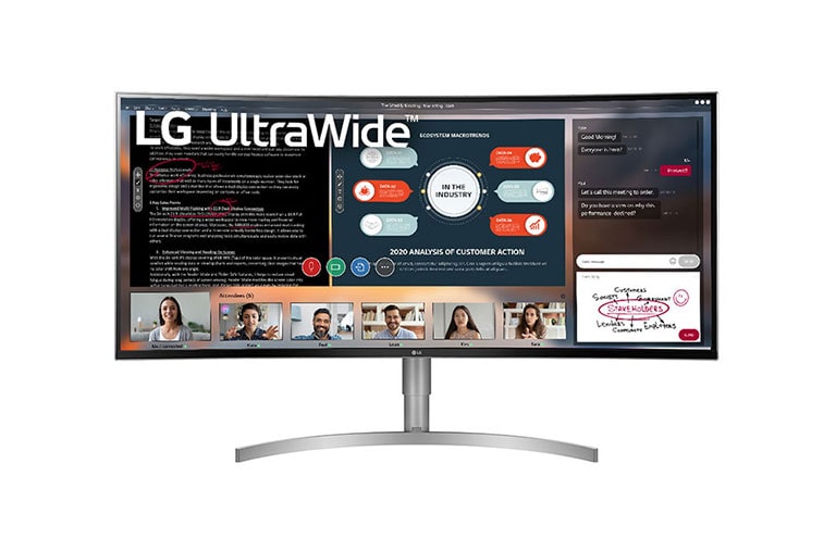 Monitor LG 37,5” UltraWide™ IPS HDR 10 38WK95C 38WK95C-W - widok z przodu