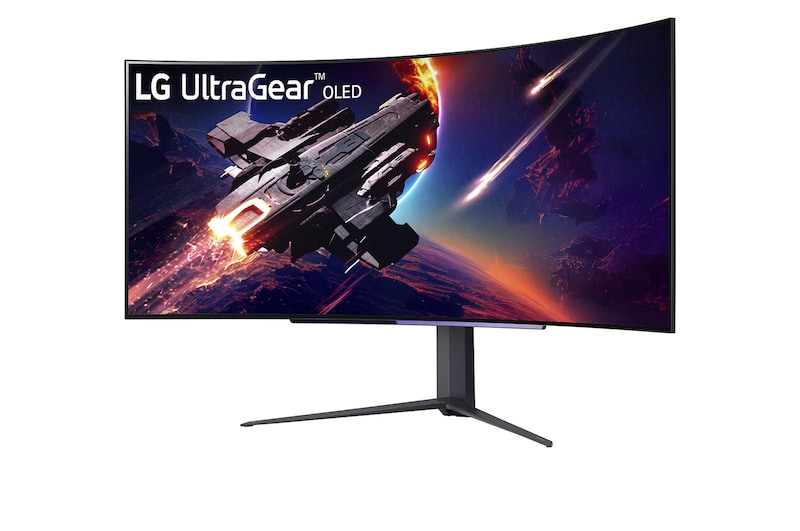 LG Zakrzywiony monitor gamingowy 45'' UltraGear™ OLED WQHD z częstotliwością odświeżania 240 Hz i czasem reakcji 0,03 ms (GtG), 45GR95QE-B