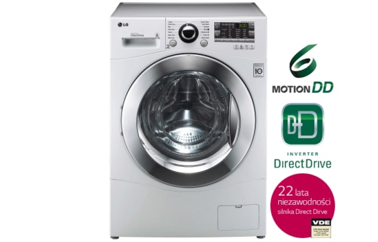6 KG, SILNIK DIRECT DRIVE Z 10 LETNIĄ GWARANCJĄ, 6 MOTION, 1000 OBR., SMART DIAGNOSIS, 14 PROGRAMÓW F10A8ND - widok z przodu