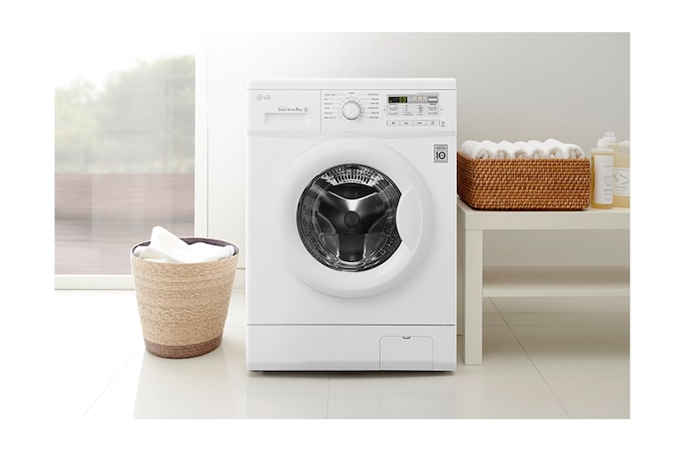 LG 7 kg, silnik Direct Drive z 10 letnią gwarancją, 6 motion, 1000 obr., Smart Diagnosis, 13 programów, , F10B8QD