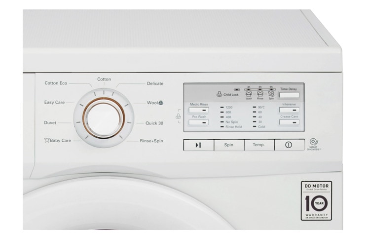 LG 5 kg, silnik Direct Drive z 10 letnią gwarancją, 6 motion, 1000 obr., Smart Diagnosis, 9 programów, F10B9LD