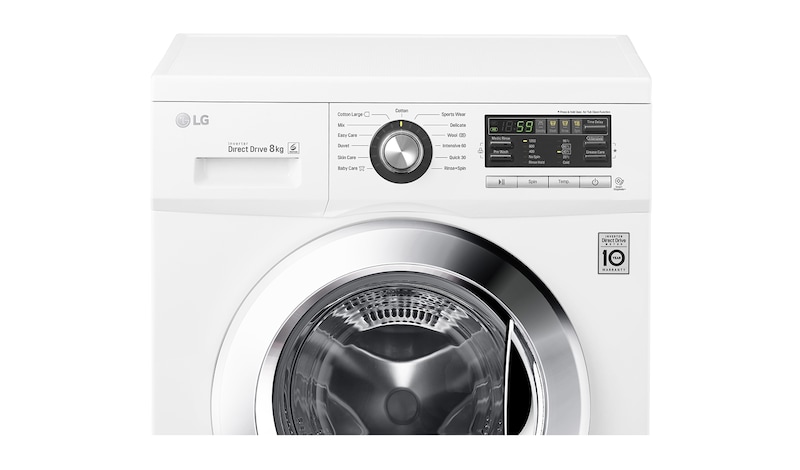 LG 8 kg, silnik Direct Drive z 10 letnią gwarancją, 6 motion, 1200 obr., Smart Diagnosis, 13 programów, F1296TD