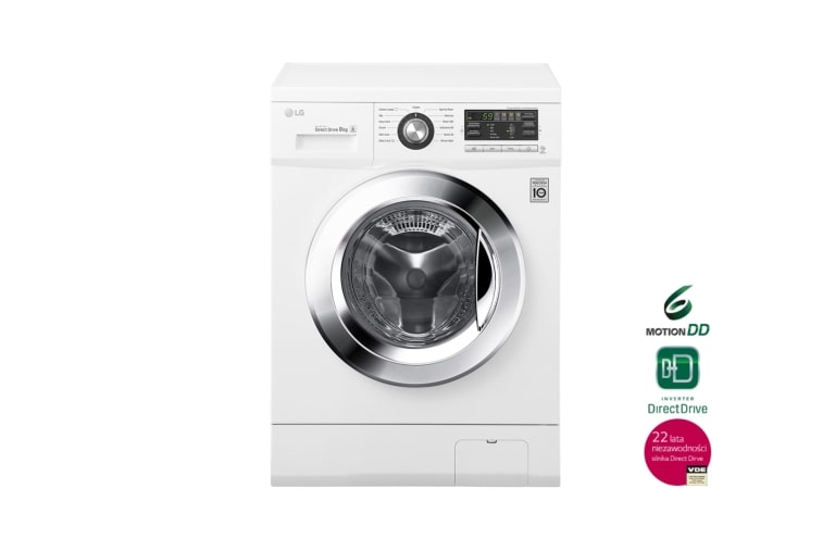 8 kg, silnik Direct Drive z 10 letnią gwarancją, 6 motion, 1200 obr., Smart Diagnosis, 13 programów F1296TD - widok z przodu