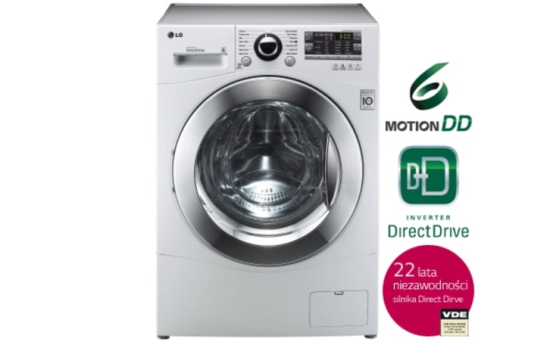 6 kg, silnik Direct Drive z 10 letnią gwarancją, 6 motion, 1200 obr., Smart Diagnosis, 14 programów,  F12A8ND - widok z przodu