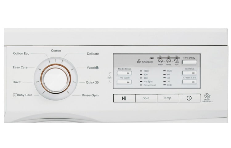 LG 5 kg, silnik Direct Drive z 10 letnią gwarancją, 6 motion, 1200 obr., Smart Diagnosis, 9 programów, , F12B9LD