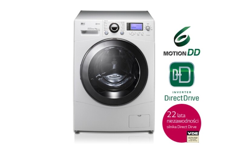11 kg pralka parowa, silnik Direct Drive z 10 letnią gwarancją, 1400 obr., 6 Motion, Smart Diagnosis, 14 programów F1443KDS - widok z przodu