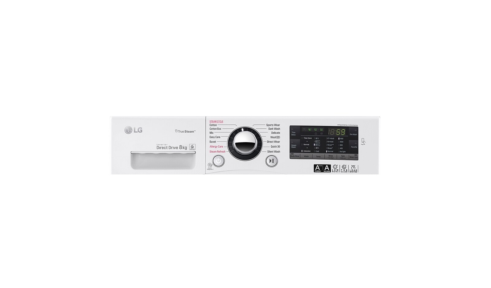 LG 8 kg, silnik Direct Drive z 10 letnią gwarancją, 6 motion, 1400 obr., Smart Diagnosis, 14 programów, F14A8TD