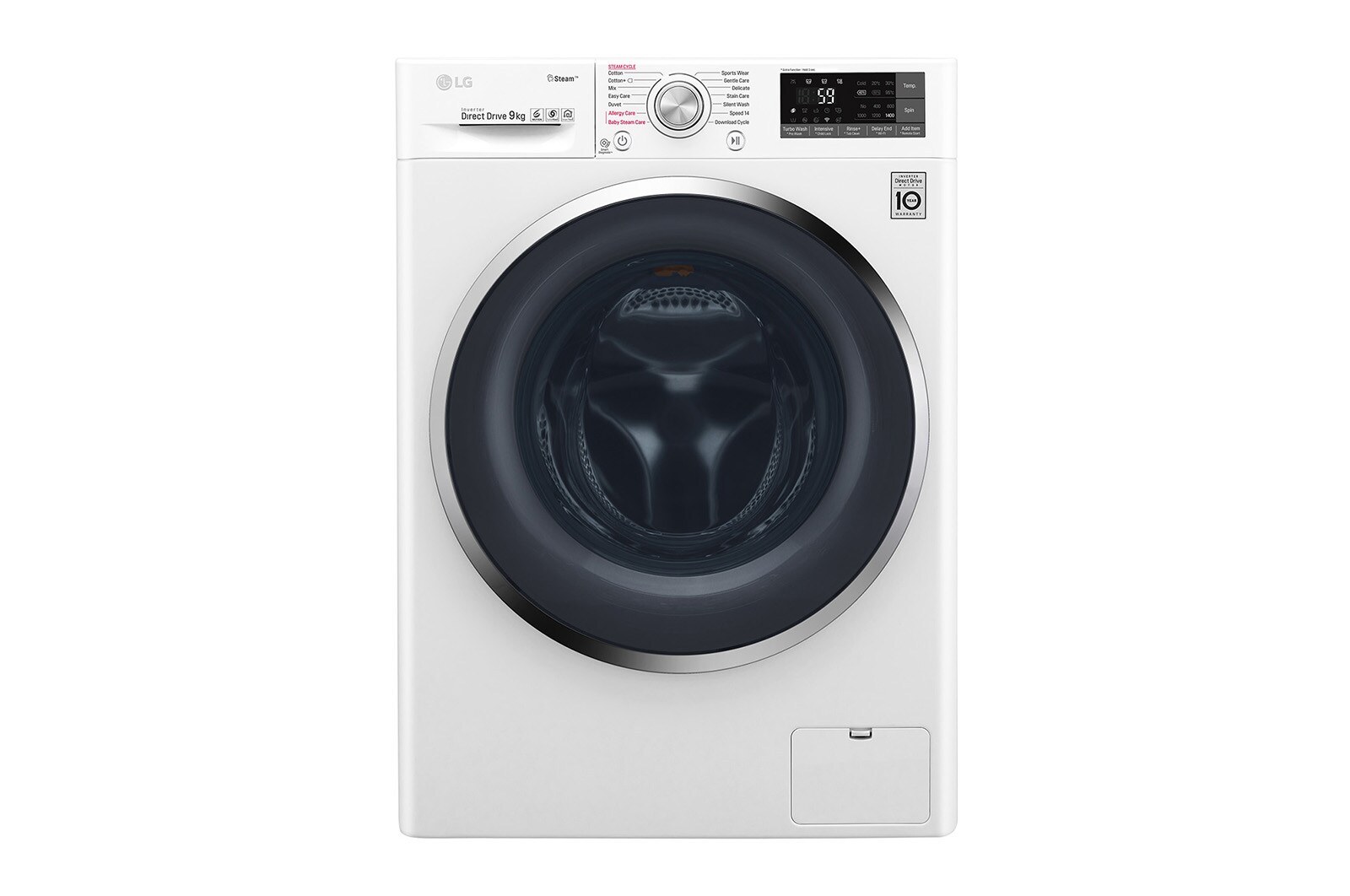 Pralka C3 SteamSpa TurboWash 1400rpm 9kg F4J7VY2WD - widok z przodu