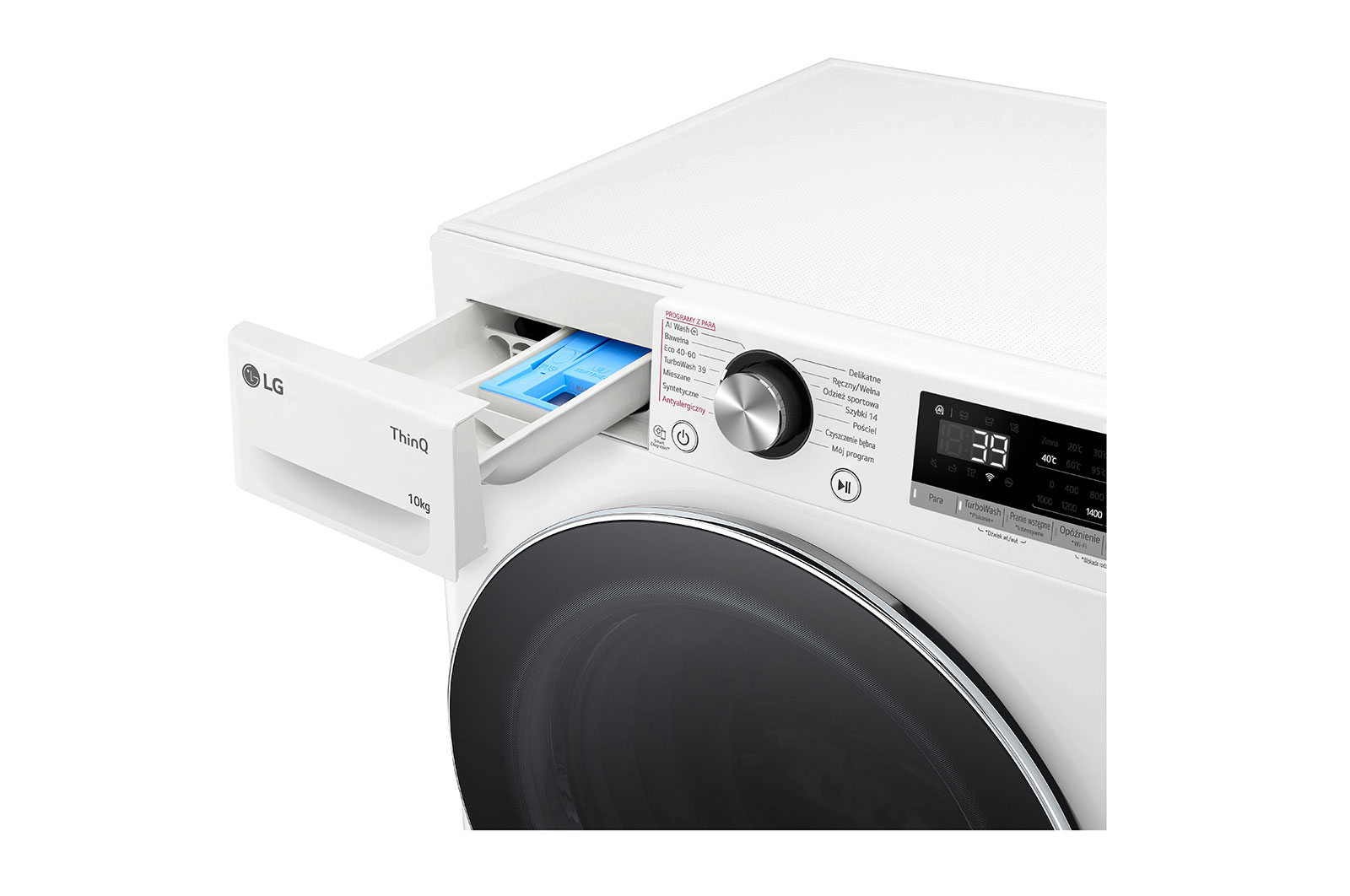 LG Pralka LG | biała | 10 kg | 1400 obr. / min. | Steam | TurboWash 360 | ThinQ | AIDD | F4W10722W, F4W10722W