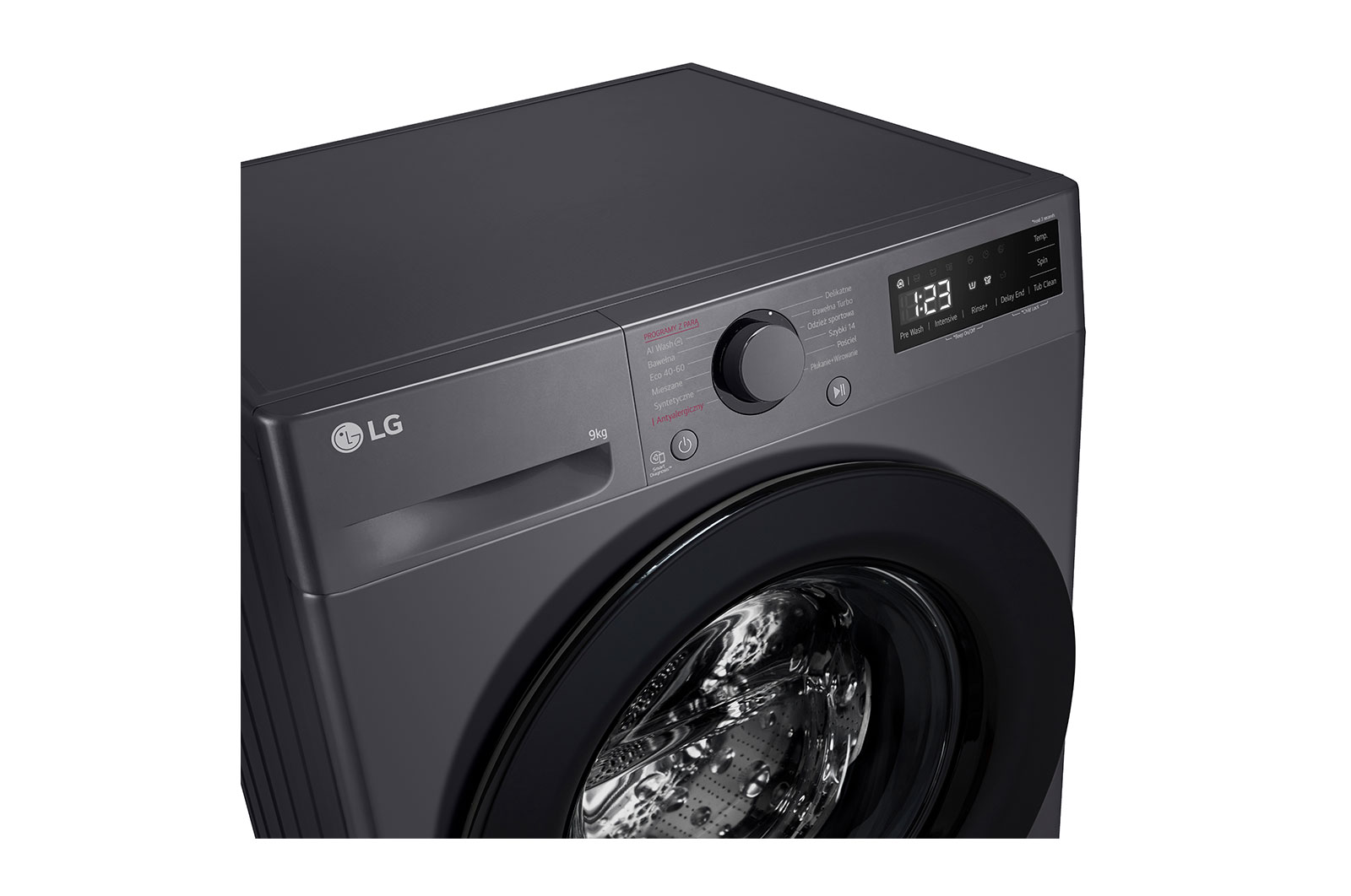 LG Pralka LG | grafitowa | 9 kg | 1400 obr. | AI Wash | AIDD | Programy parowe | Klasa A-10% | F4W90506J, F4W90506J