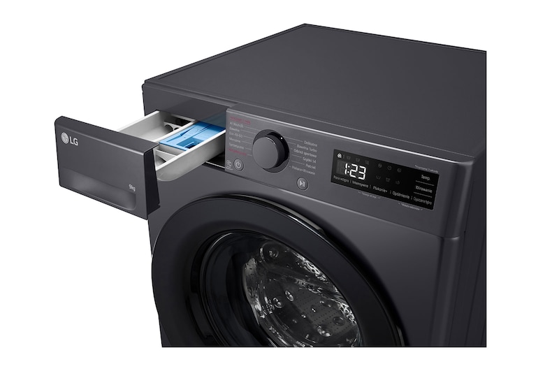 LG Pralka LG | grafitowa | 9 kg | 1400 obr. | AI Wash | AIDD | Programy parowe | Klasa A-10% | F4W90506J, F4W90506J