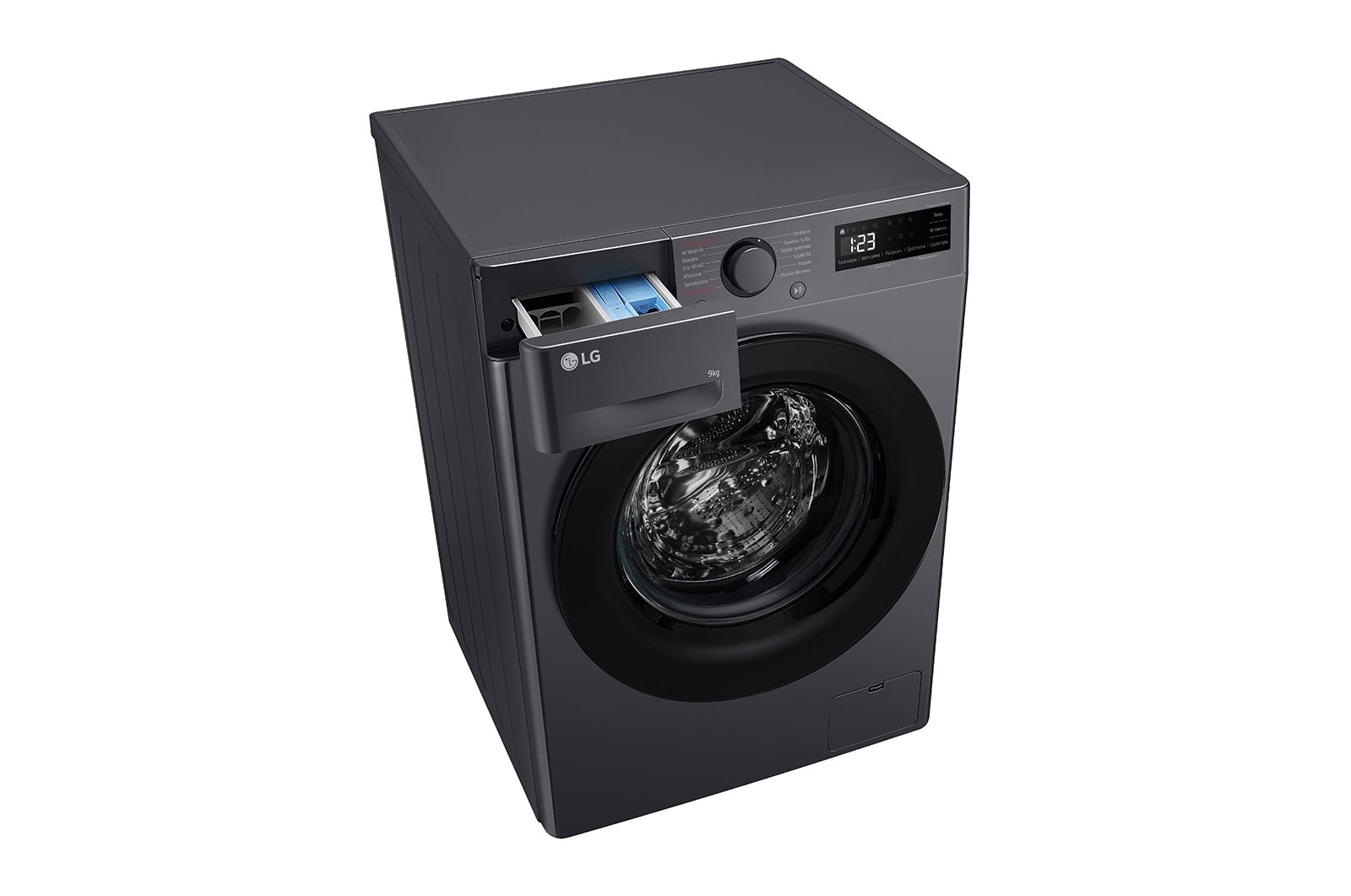 LG Pralka LG | grafitowa | 9 kg | 1400 obr. | AI Wash | AIDD | Programy parowe | Klasa A-10% | F4W90506J, F4W90506J