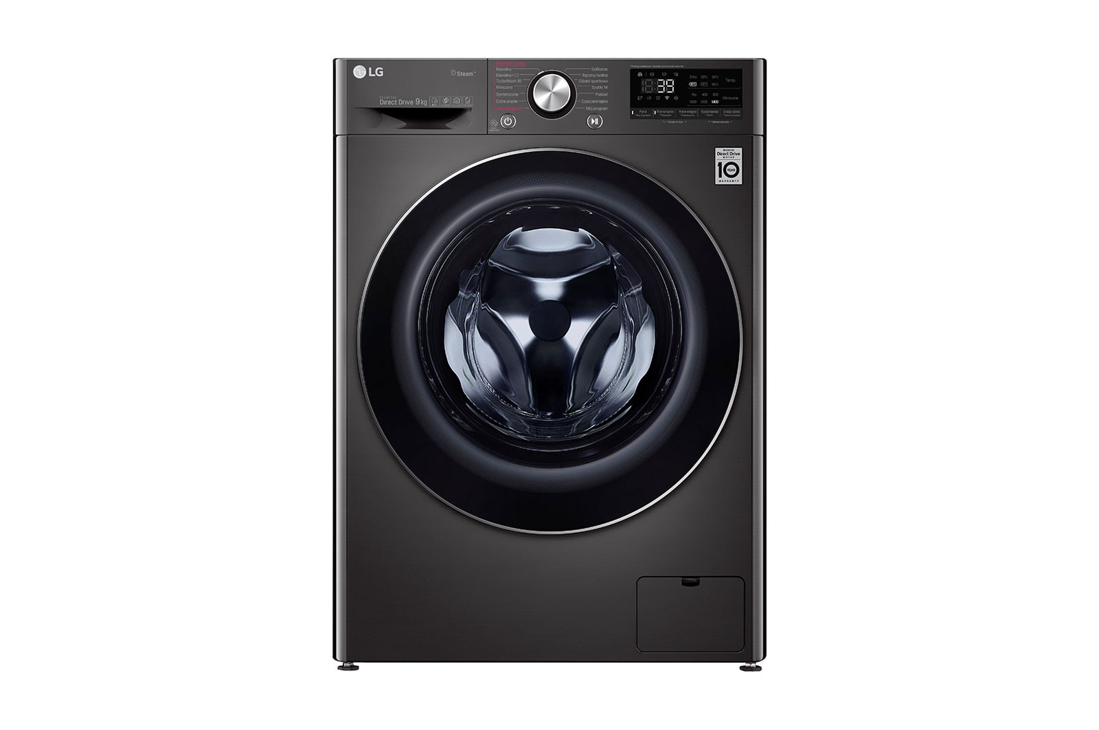 Pralka LG Vivace V900 9kg Steam&#43; 1400rpm ThinQ F4WV909PS2A F4WV909PS2A - widok z przodu