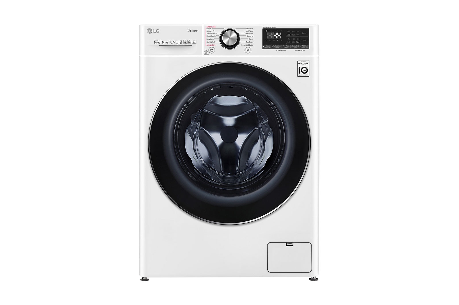 Pralka LG Vivace V900 10,5kg Steam&#43; 1400rpm ThinQ F4WV910P2A F4WV910P2A - widok z przodu