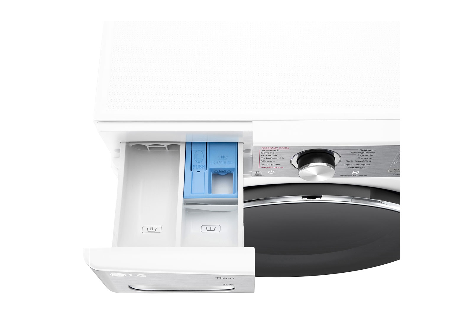 LG Pralko-suszarka LG | biała, srebrny panel | slim 9 / 5 kg | AIDD™ | TurboWash 360™ | Klasa A-10% | 1200 obr./ min.| ThinQ™ | F2D95902W, F2D95902W