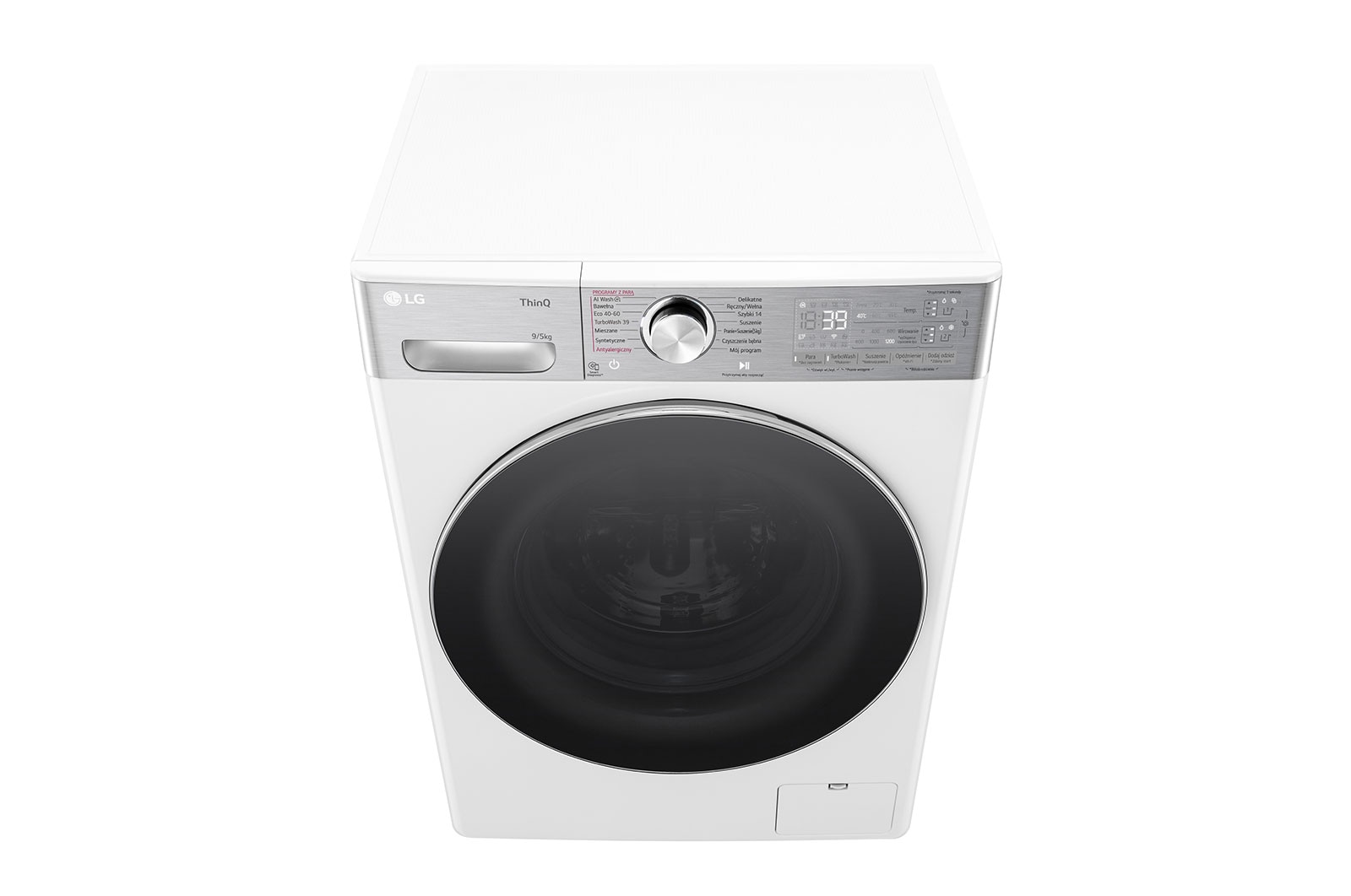 LG Pralko-suszarka LG | biała, srebrny panel | slim 9 / 5 kg | AIDD™ | TurboWash 360™ | Klasa A-10% | 1200 obr./ min.| ThinQ™ | F2D95902W, F2D95902W
