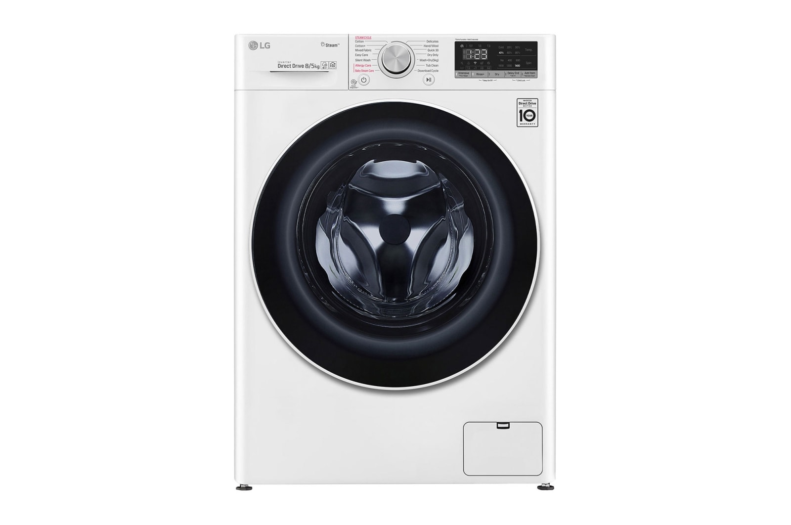 Pralko-suszarka LG Vivace V400 8/5 kg Steam 1400rpm ThinQ F4DN408S1 F4DN408S1 - widok z przodu