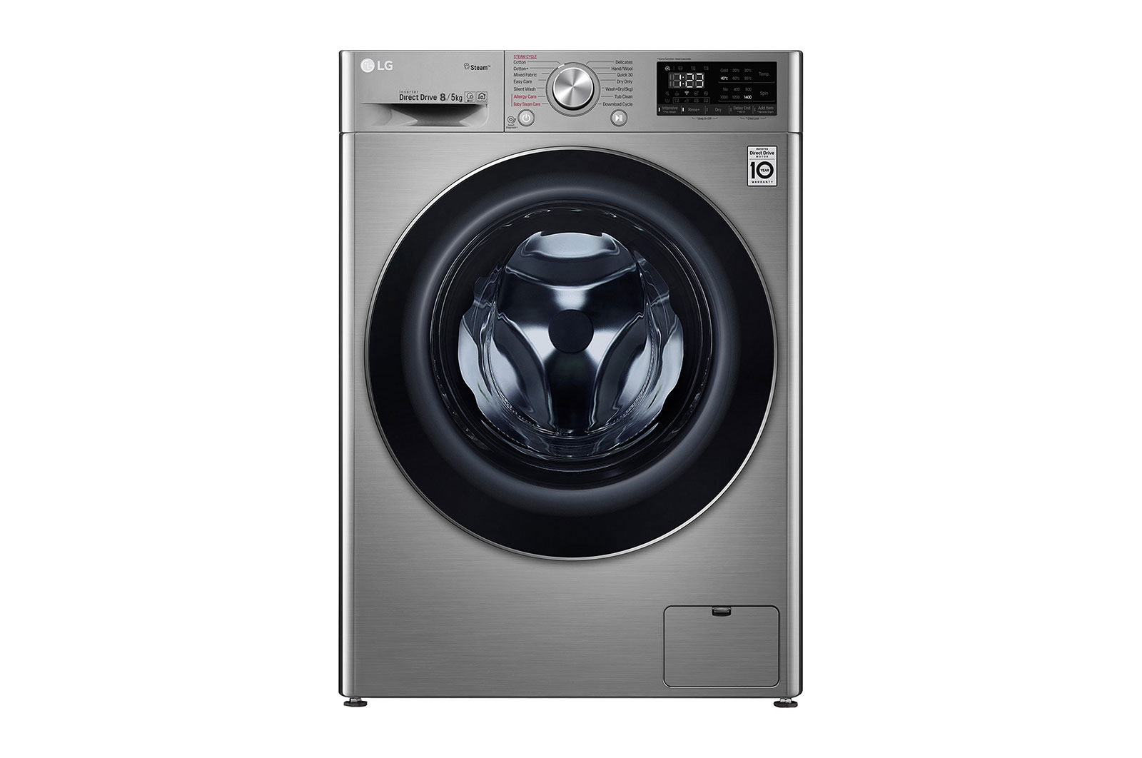 Pralko-suszarka LG Vivace V400 8/5 kg Steam 1400rpm ThinQ F4DN408S2T F4DN408S2T - widok z przodu