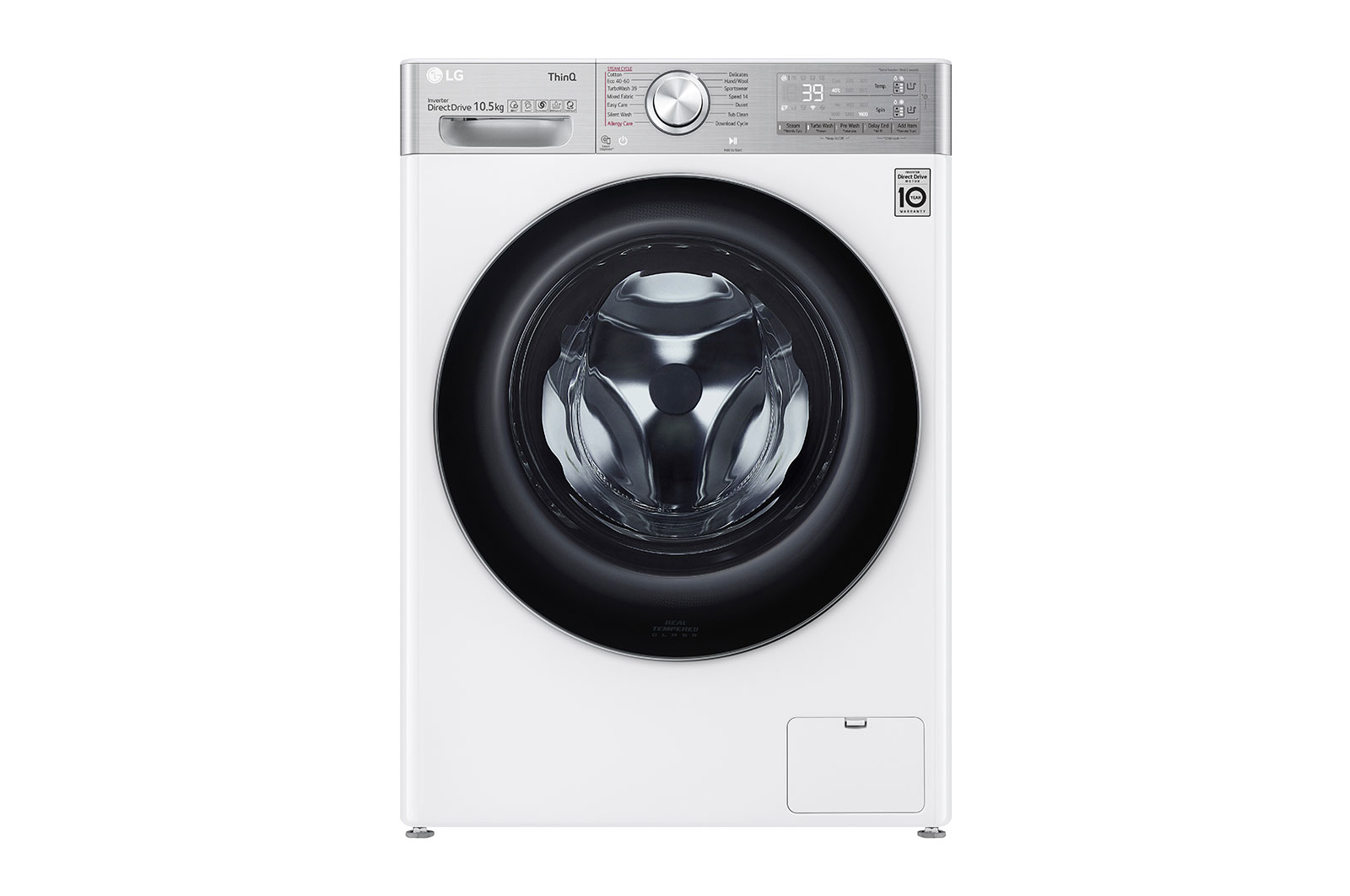Pralko-suszarka LG Vivace | V900 | 10,5/7 kg | Steam&#43; | 1400 rpm | ThinQ | AIDD | Programy antyalergiczne | F4DV910A2E F4DV910A2E - widok z przodu