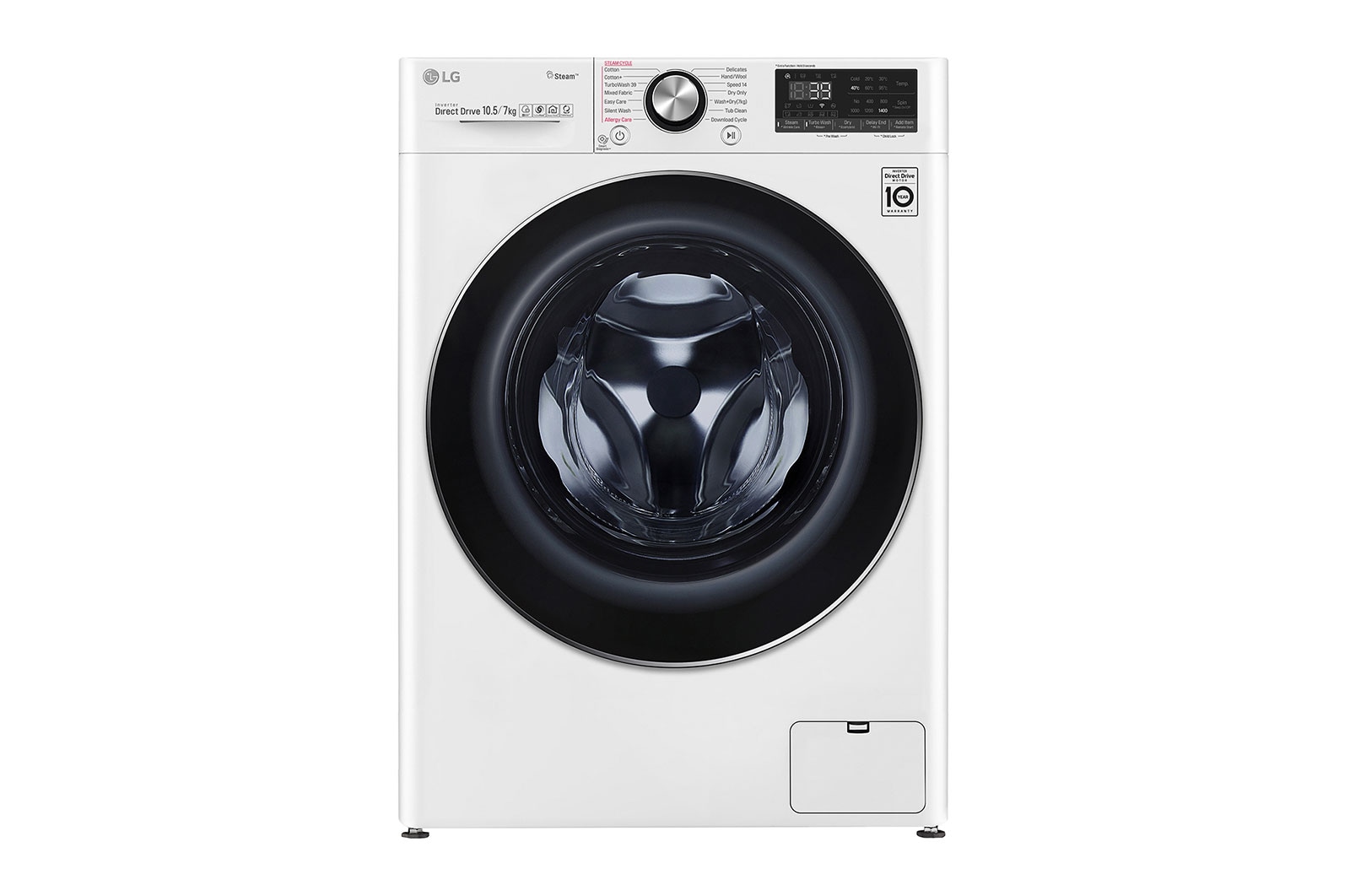 Pralko-suszarka LG Vivace V900 10,5/7 kg Steam&#43; 1400rpm ThinQ F4DV910H2 F4DV910H2 - widok z przodu