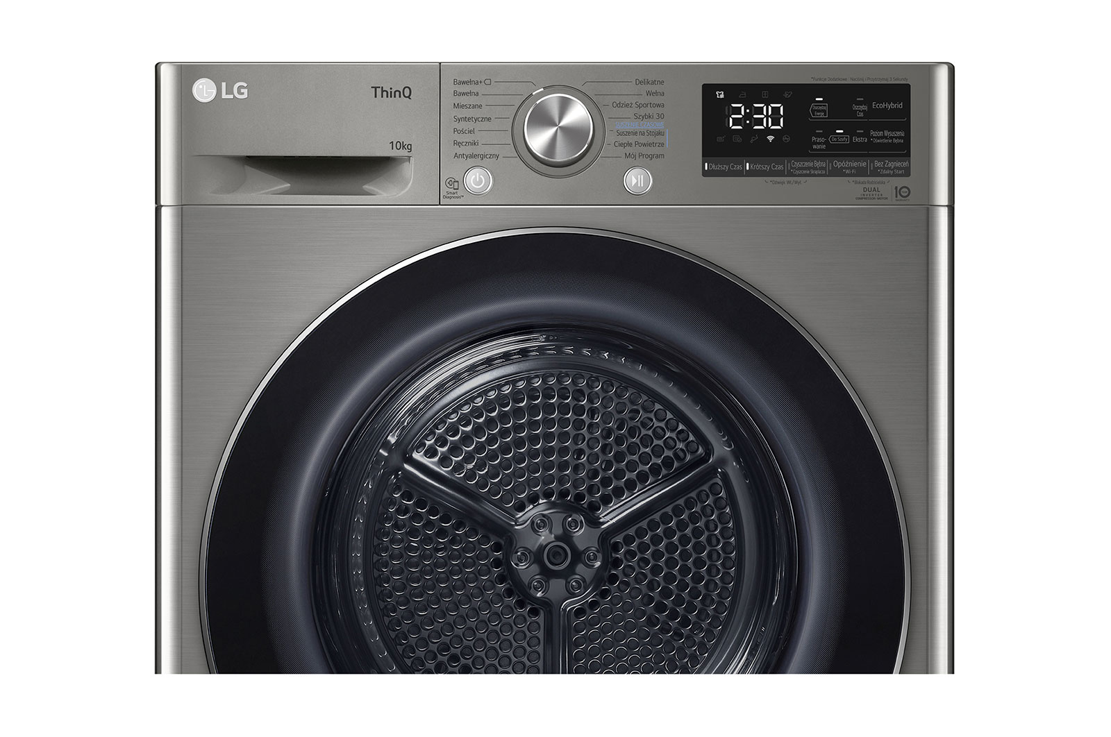 LG Suszarka LG | 10 kg | ThinQ | Programy antyalergiczne  | DUAL Inverter Heat Pump™ | Automatyczne czyszczenie skraplacza | RC10V9PV2W, RC10V9PV2W