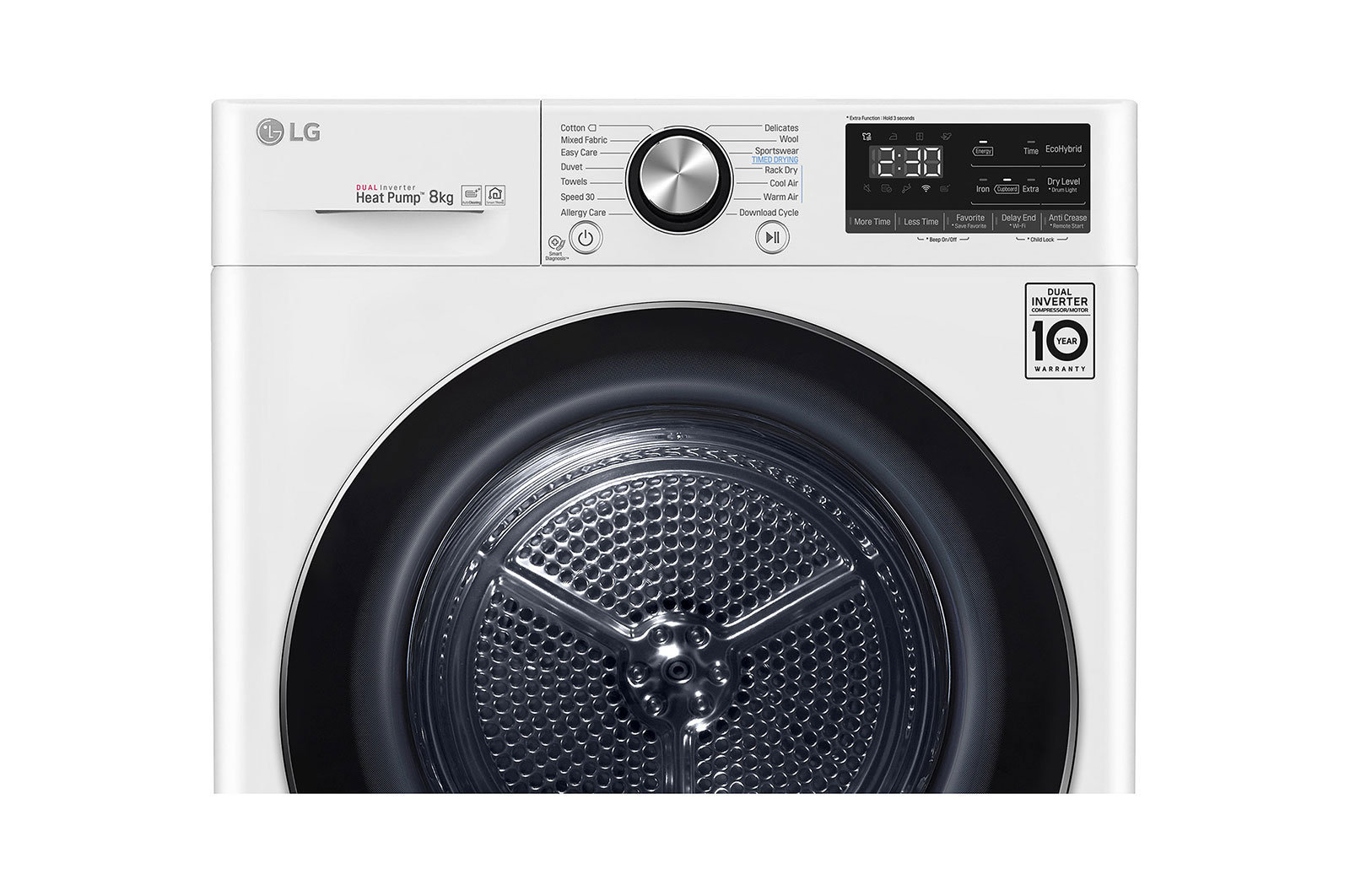 LG Suszarka LG | biała  | 8 kg | ThinQ | DUAL Inverter Heat Pump™ | Programy antyalergiczne | RC80V9AV3N, RC80V9AV3N