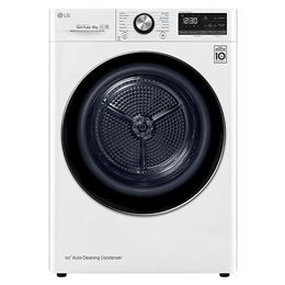 Suszarka LG | biała | 9 kg | ThinQ | DUAL Inverter Heat Pump™ | Automatyczne czyszczenie skraplacza  | RC90V9AV2N