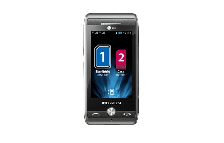 Telefon dotykowy LG z dwoma kartami SIM GX500 - widok z przodu
