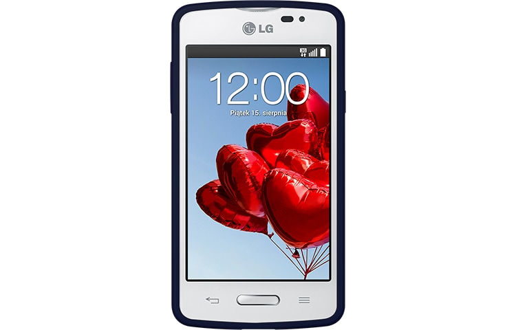 LG L50 Sporty, WYŚWIETLACZ IPS 4", DWURDZENIOWY PROCESOR 1,3 GHZ, ZINTEGROWANE ETUI SLIM GUARD, ANDROID ™ 4.4.2 KitKat, KNOCK CODE ™, DOSTĘPNE KOLORY: CZARNO-GRANATOWY ORAZ CZARNO-BIAŁY, LG L50 Sporty