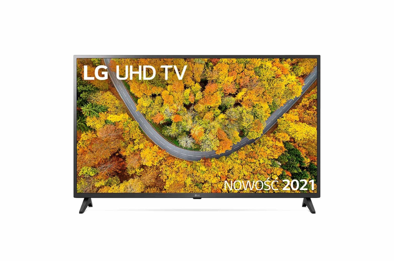 Telewizor LG 43” UHD 4K 2021 AI TV ze sztuczną inteligencją, DVB-T2/HEVC, 43UP7500 43UP75003LF - widok z przodu