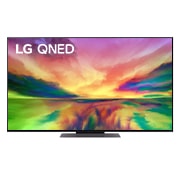 Een vooraanzicht van de LG QNED TV met invulbeeld en productlogo op