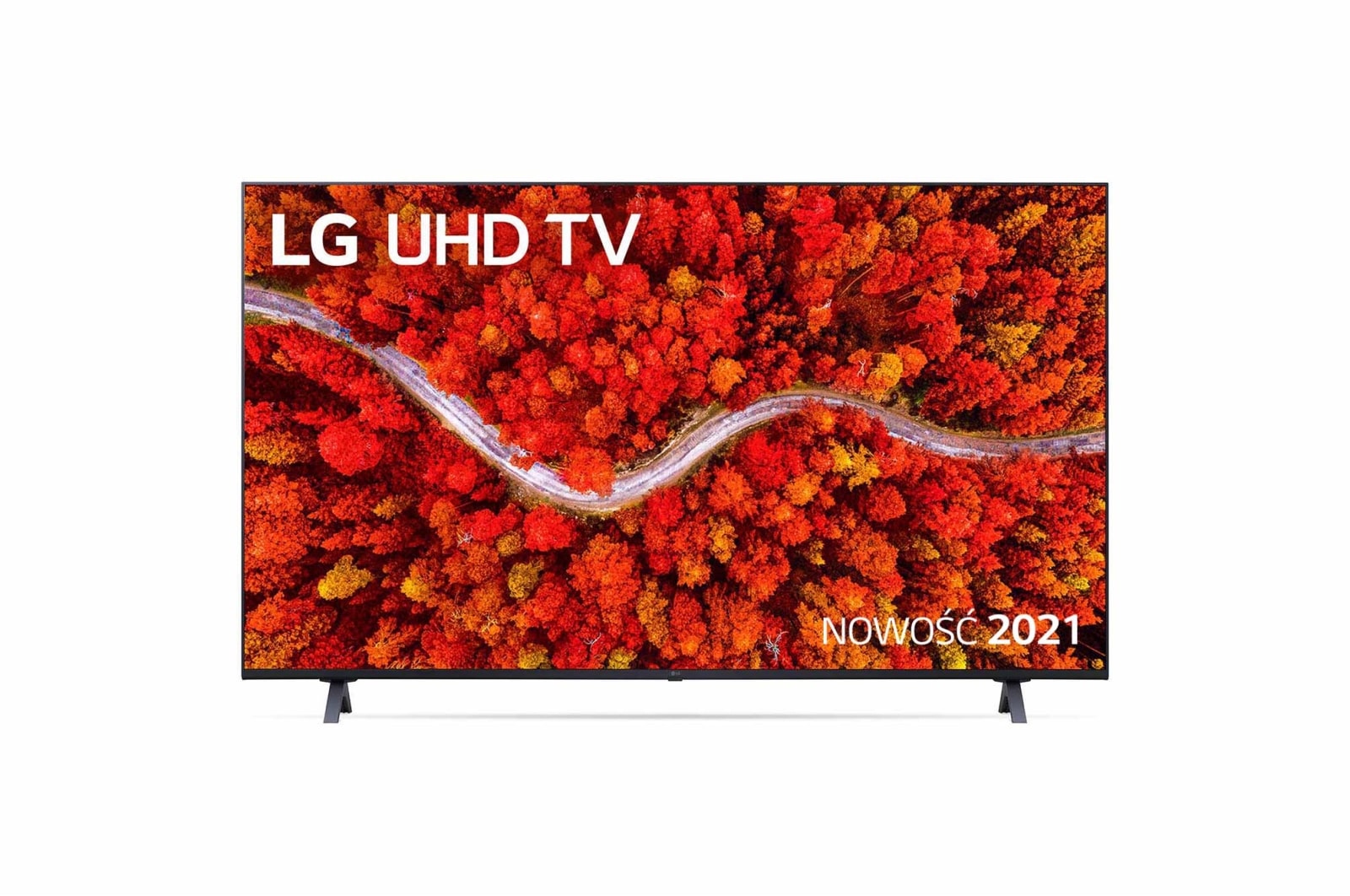 Telewizor LG 65” UHD 4K 2021 AI TV ze sztuczną inteligencją, DVB-T2/HEVC, 65UP8000 65UP80003LR - widok z przodu