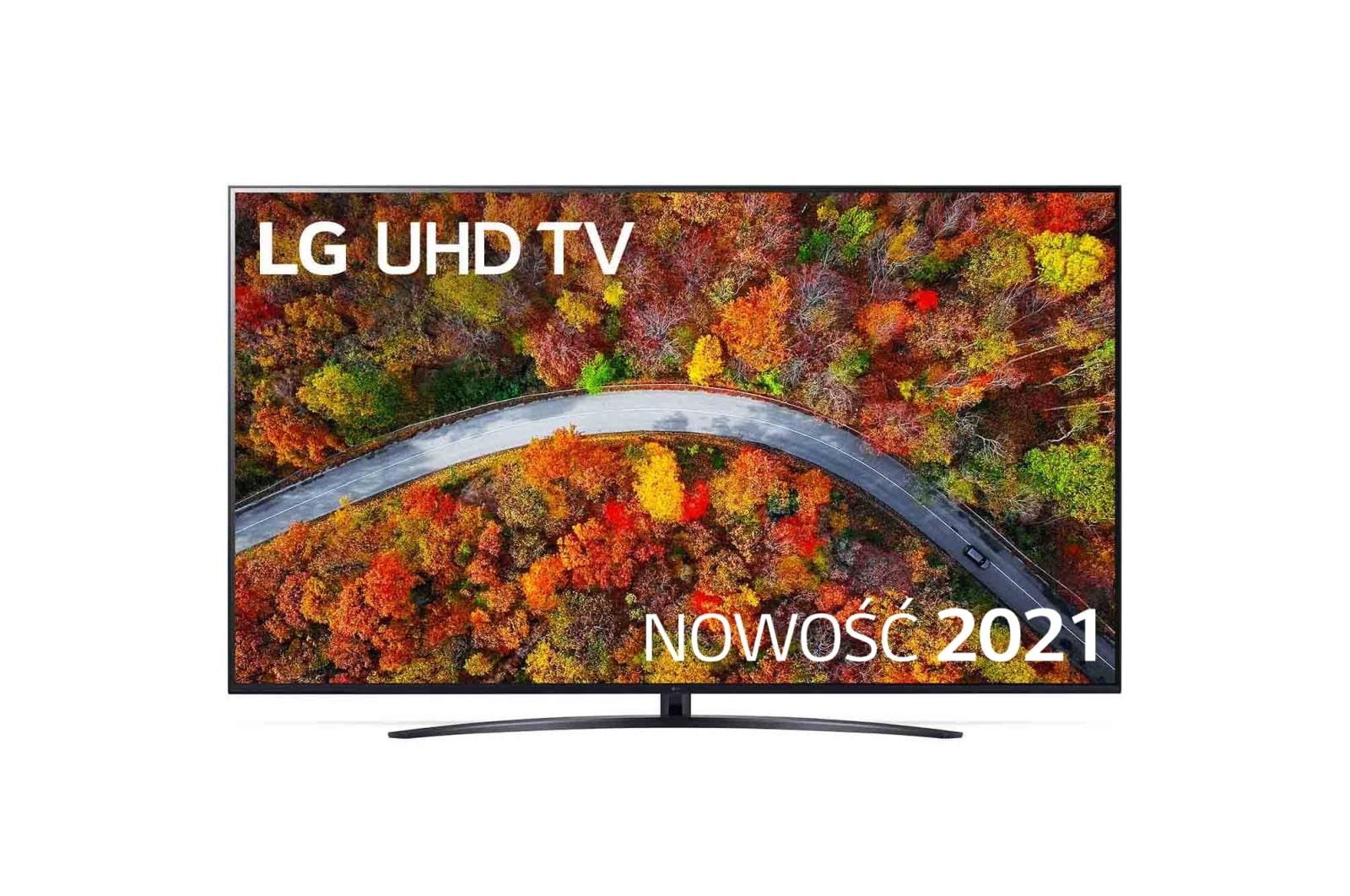  Telewizor LG 70” UHD 4K 2021 AI TV ze sztuczną inteligencją, DVB-T2, 70UP8100 70UP81003LA - widok z przodu