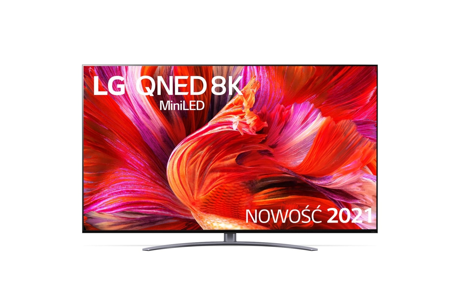 Telewizor LG 75” QNED MiniLED 8K 2021 AI TV ze sztuczną inteligencją, DVB-T2/HEVC, 75QNED96 75QNED963PA - widok z przodu