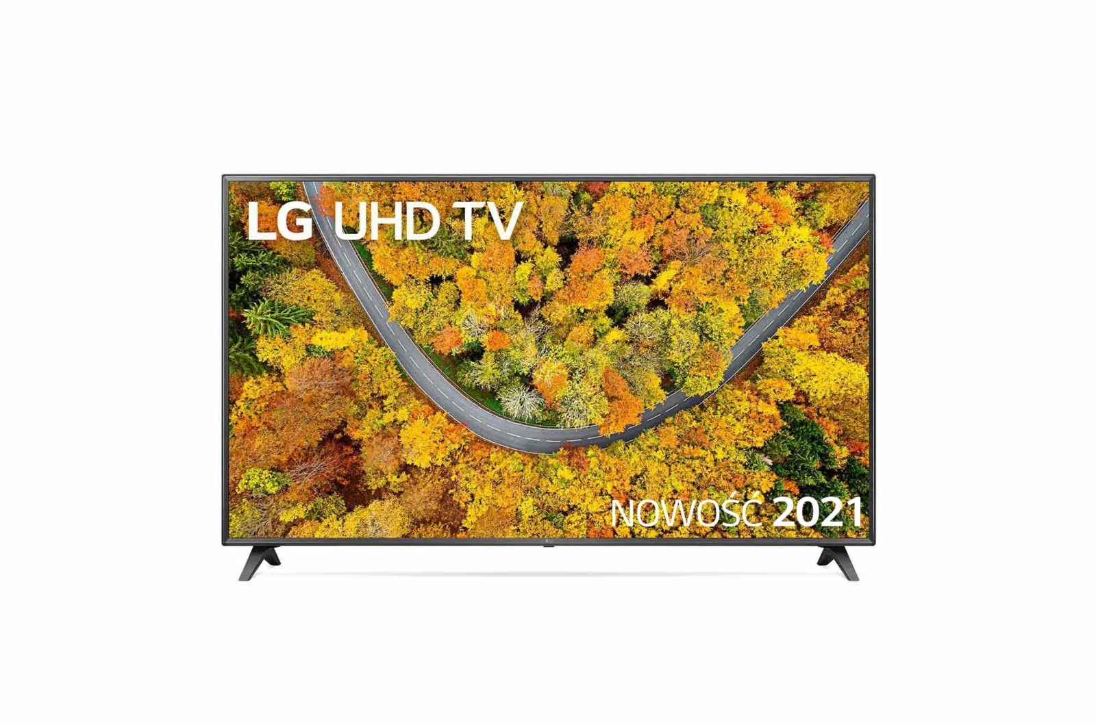 Telewizor LG 75” UHD 4K 2021 AI TV ze sztuczną inteligencją, DVB-T2/HEVC, 75UP7500 75UP75003LC - widok z przodu