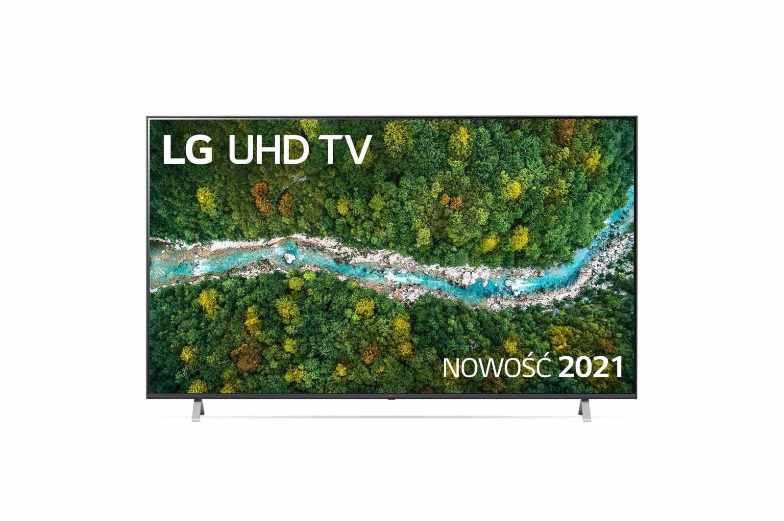 Telewizor LG 75” UHD 4K 2021 AI TV ze sztuczną inteligencją, DVB-T2/HEVC, 75UP7700 75UP77003LB - widok z przodu